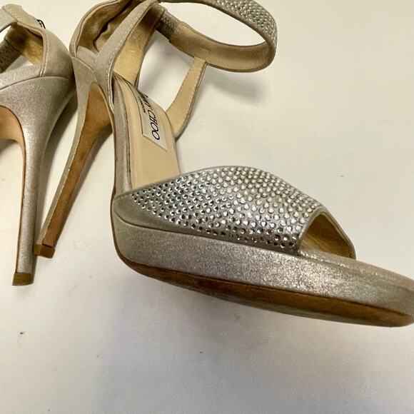 Jimmy Choo Silver Rhinestone Heels Size IT 38 / US 8 - Picture 7 of 11